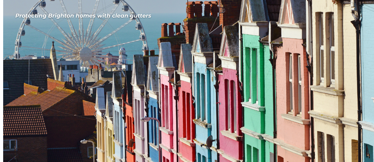 This is a landscape photograph showing a colourful street of Brighton showing what gutter cleaners commonly deal with in the city, a nice featured image to the introduction of this blog post.