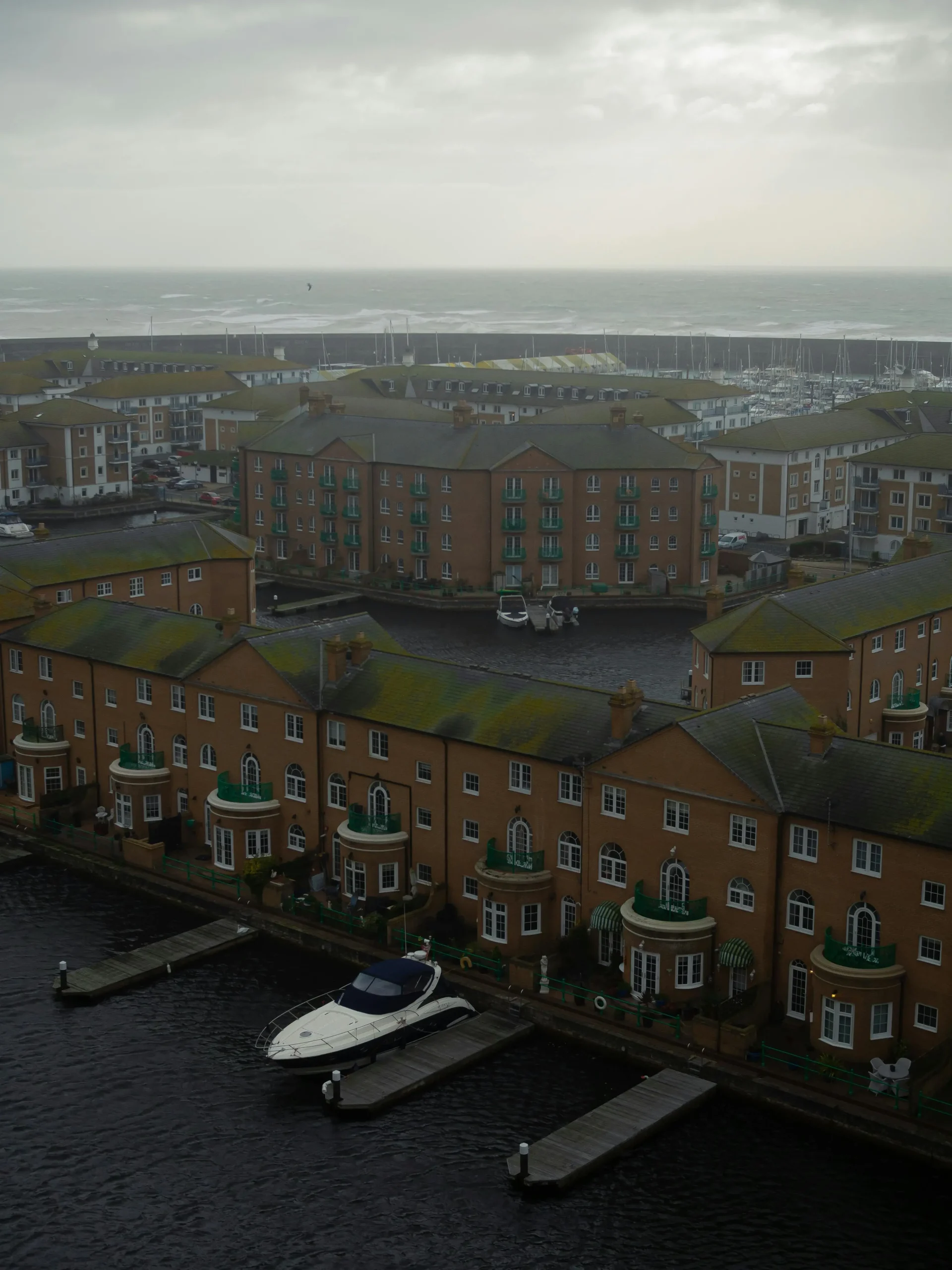 This photograph shows the Brighton Marina, a common location where gutter cleaning is dealt with, gives the context in the blog what gutter cleaning in Brighton commonly looks like