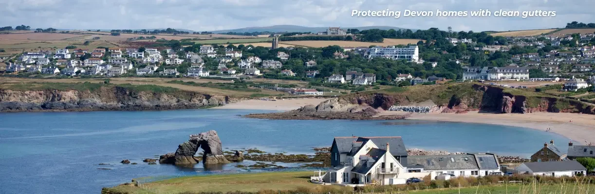 A view of Thurlestone Town located in Devon, a small town that gutter cleaners who are typically in this area come and clean residential gutters.