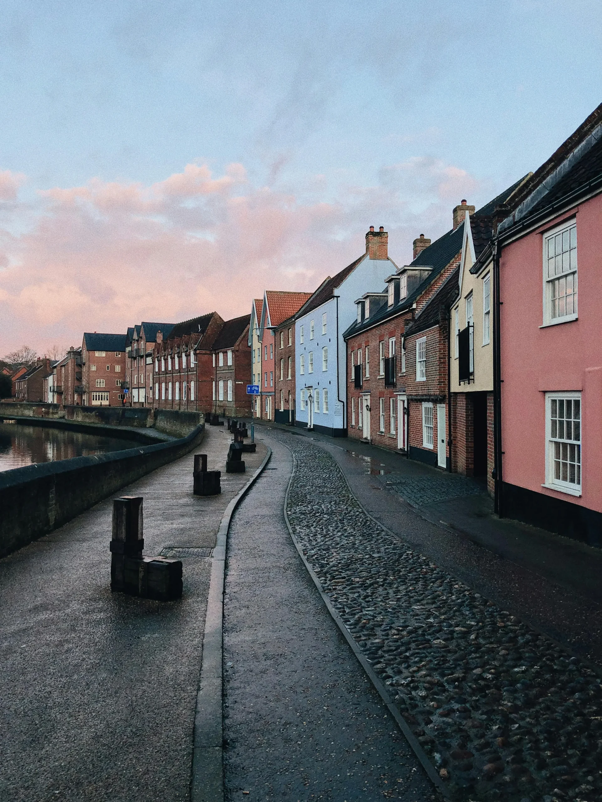This is a small street of buildings in England that is typical for a regular gutter cleaner. This is a work-areas context.