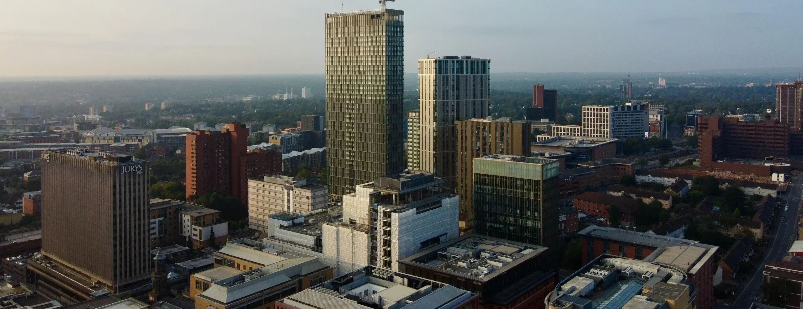An aerial Birmingham urban landscape, intended for decorative purposes.