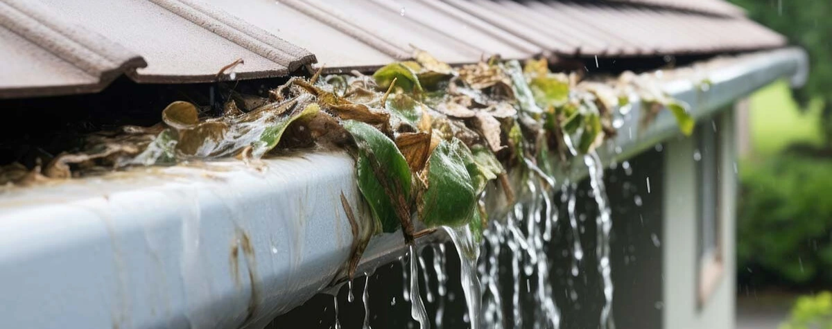 leaves causing overflow in gutters